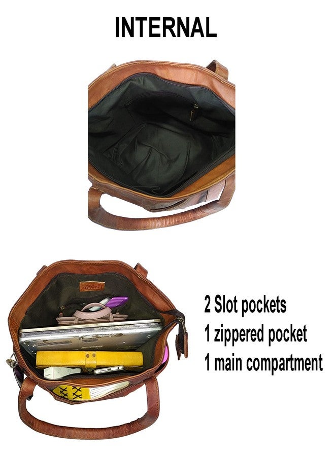 Madosh Vintage Style Tote - Genuine Leather Women’s Shoulder Handbag, Brown Shopper & Work Bag - Image 3